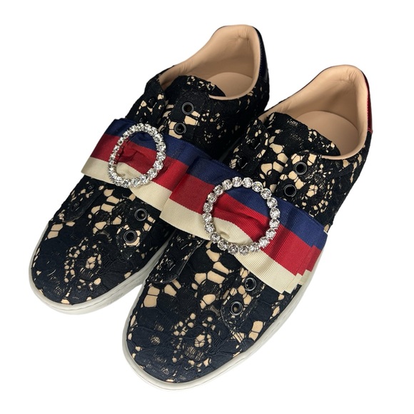 GUCCI WOMENS ACE LEATHER SNEAKERS SIZE EU 38 - Picture 1 of 7